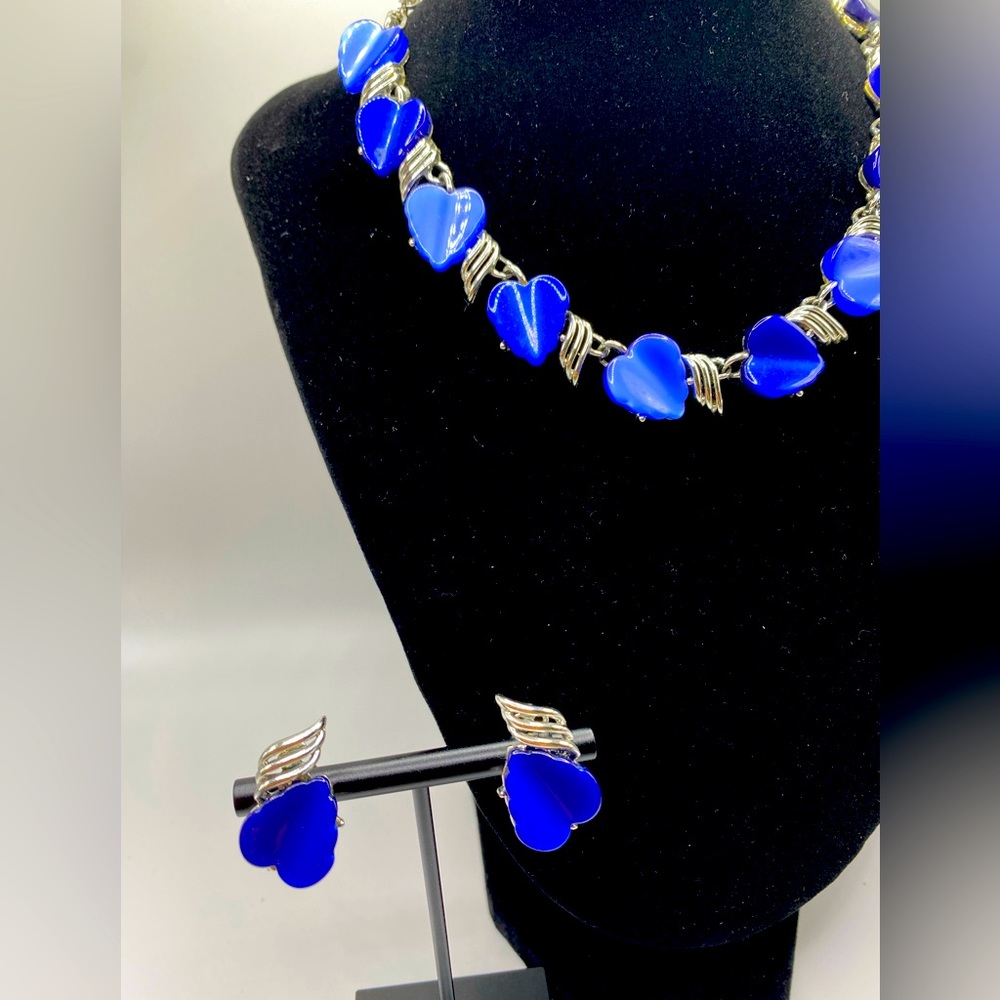 Blue & Silver Necklace with Matching Earrings